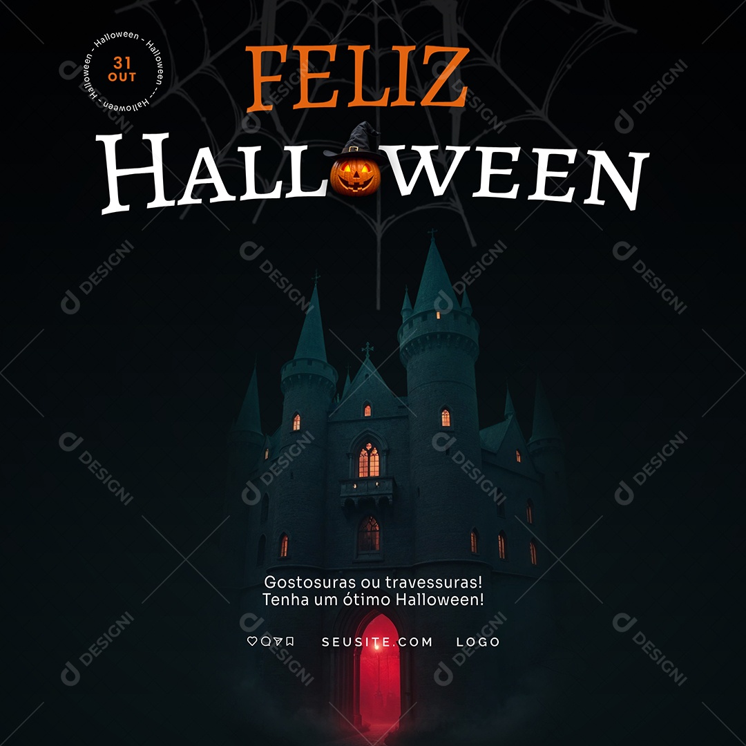 Feliz Halloween Dia das Bruxas Social Media PSD Editável