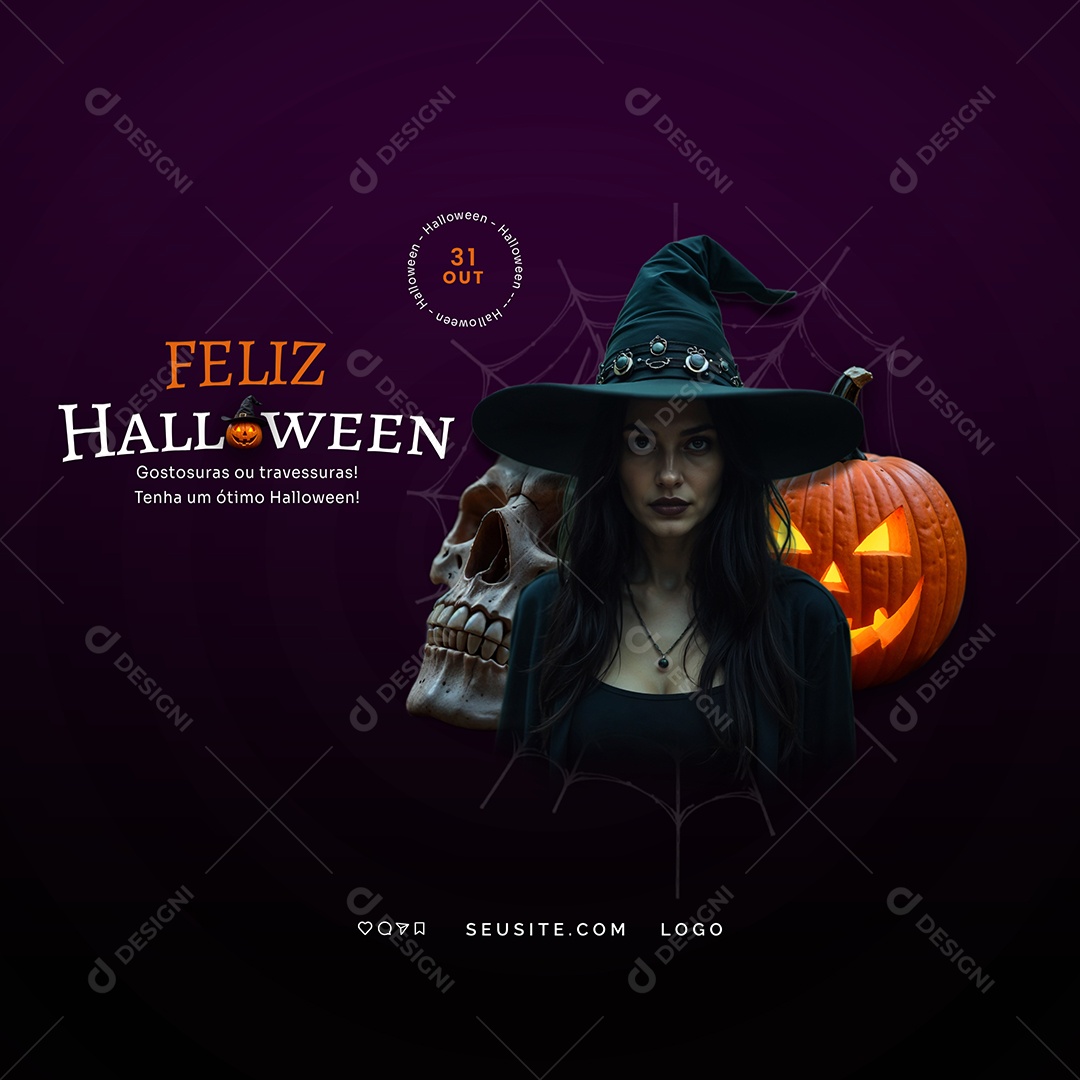 Feliz Halloween Dia das Bruxas Social Media PSD Editável