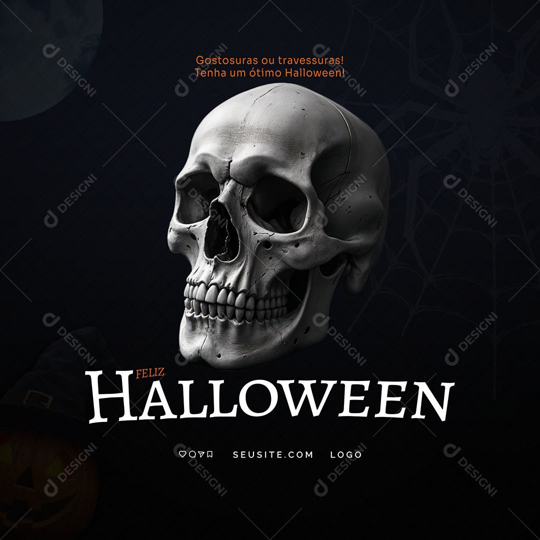 Feliz Halloween Dia das Bruxas Social Media PSD Editável