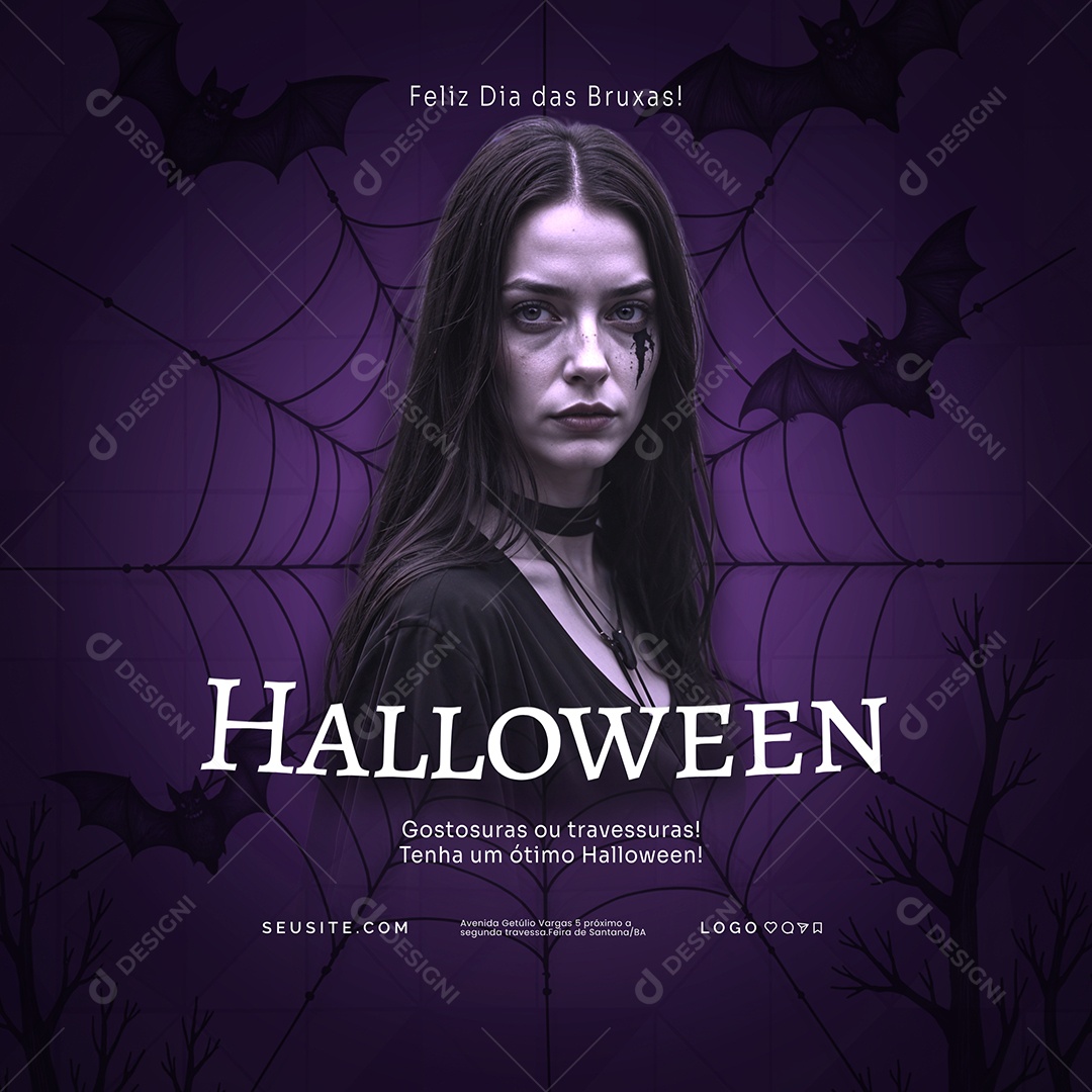 Feliz Halloween Dia das Bruxas Social Media PSD Editável