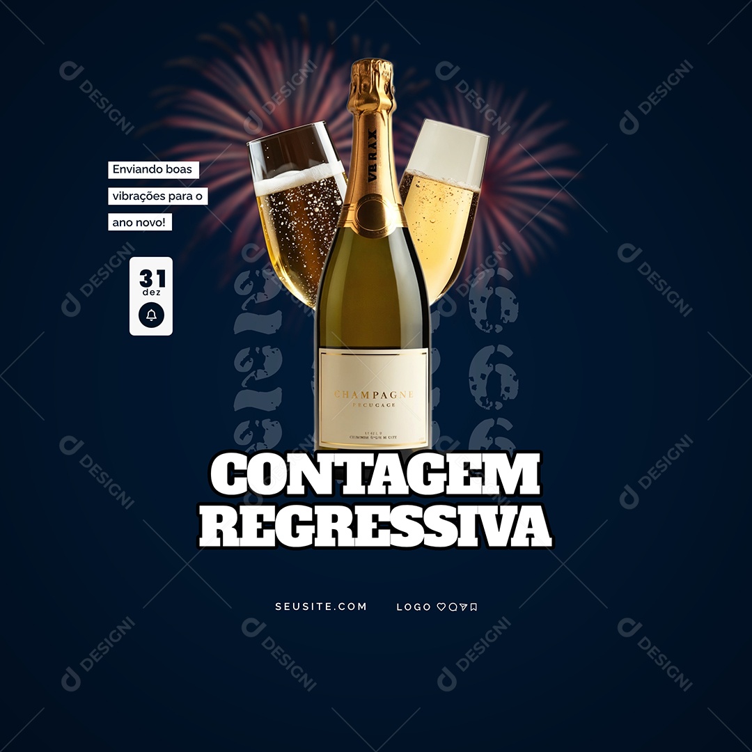 Contagem Regressiva 2026 Ano Novo 01 de Janeiro Social Media PSD Editável