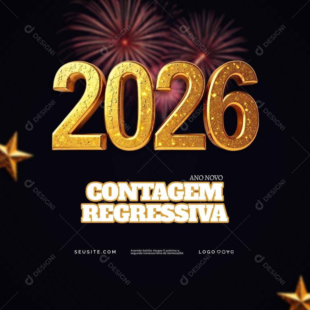 Contagem Regressiva 2026 Ano Novo 01 de Janeiro Social Media PSD Editável