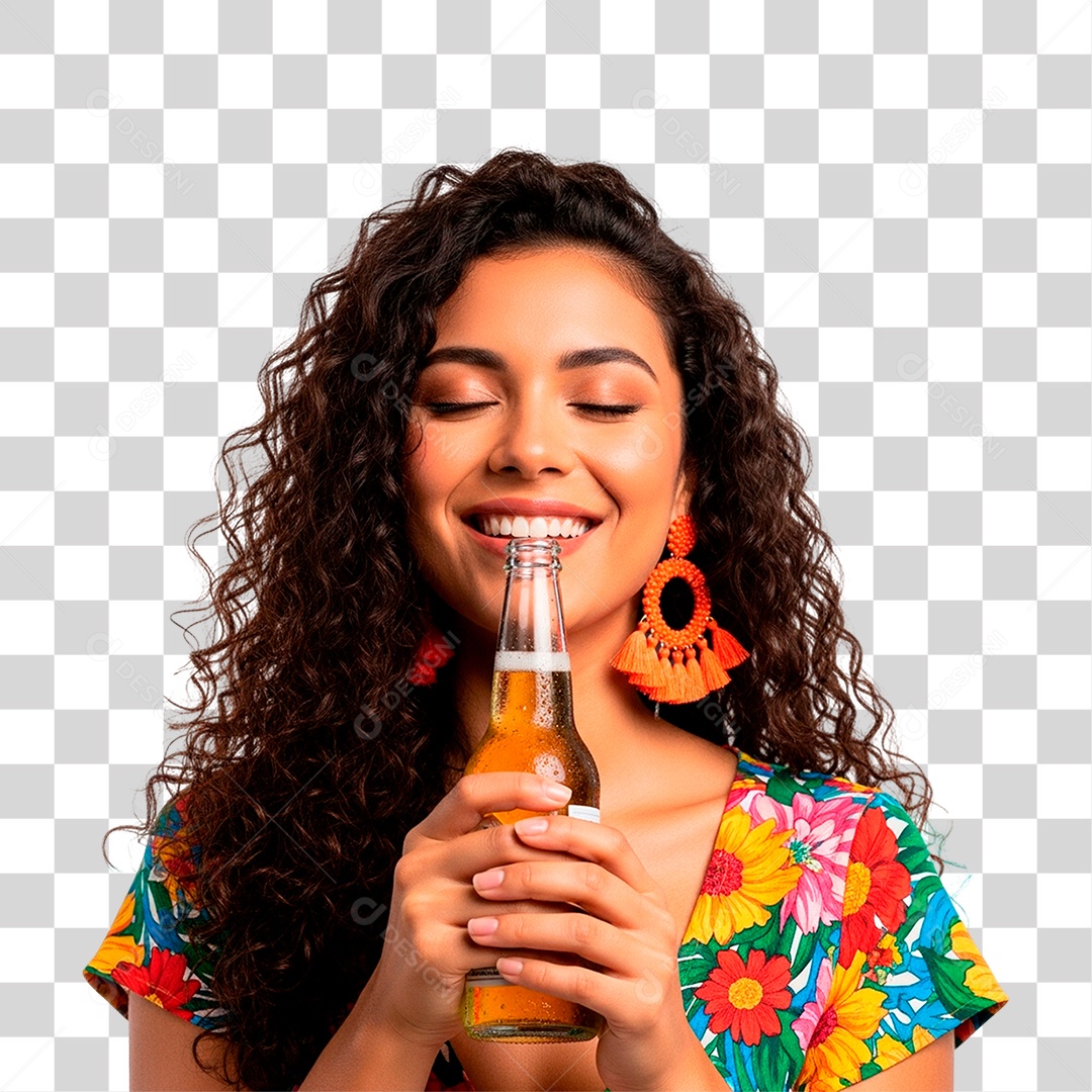 Mulher Segurando Copo de Cerveja PNG Transparente