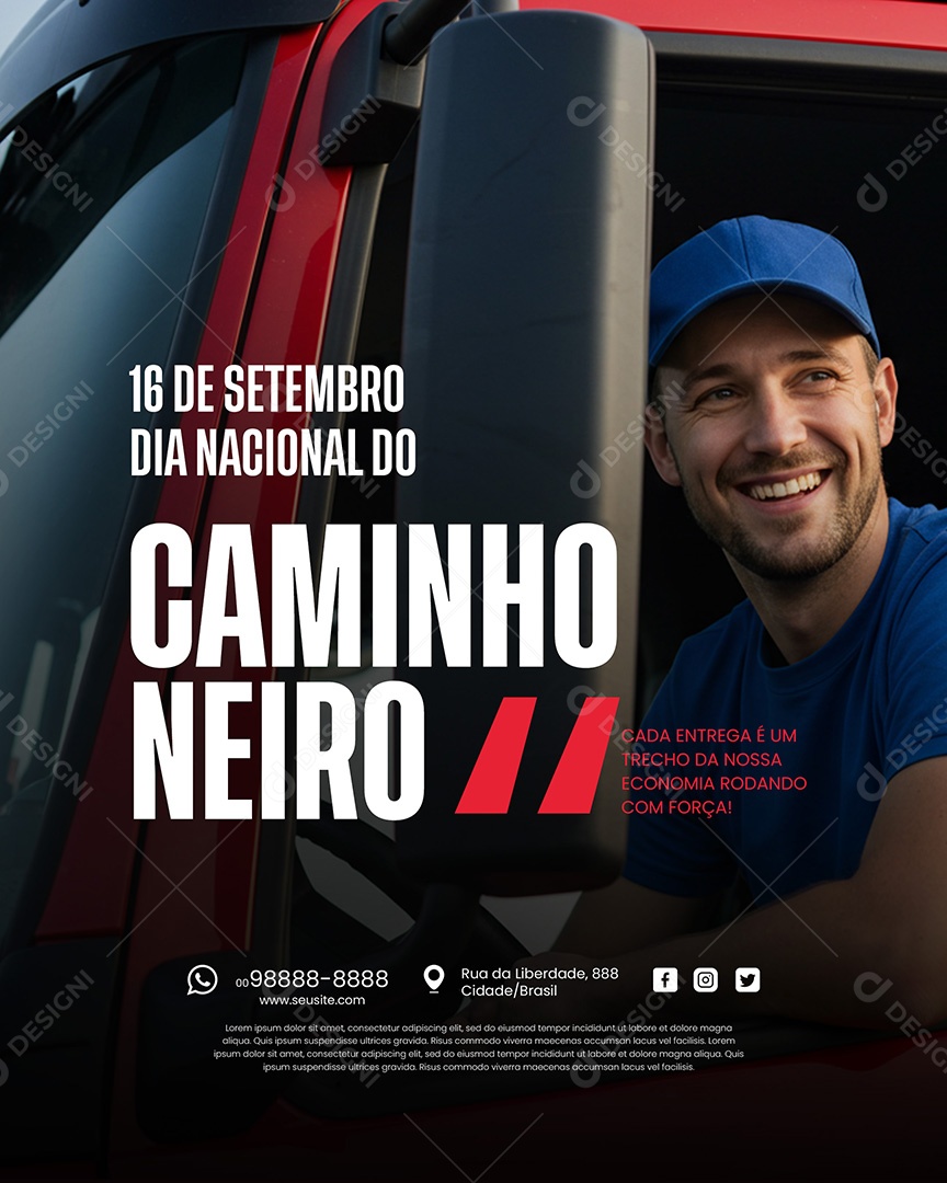 Feliz Dia do Caminhoneiro 16 de Setembro Social Mídia PSD Editável