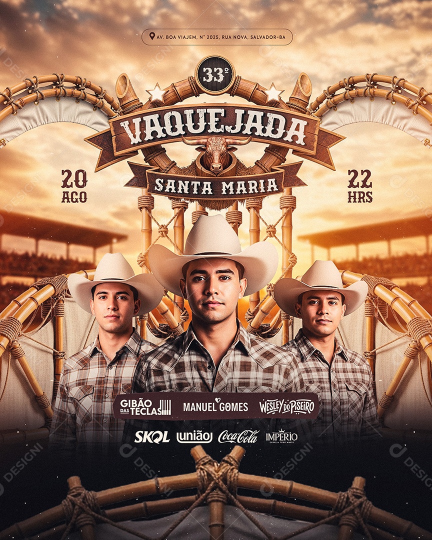 Flyer Vaquejada Santa Maria Social Media Feed PSD Editável