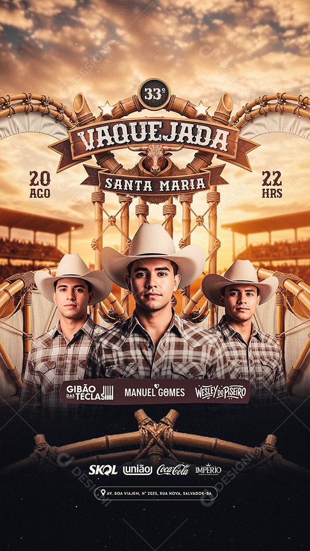 Flyer Vaquejada Santa Maria Social Media Story PSD Editável
