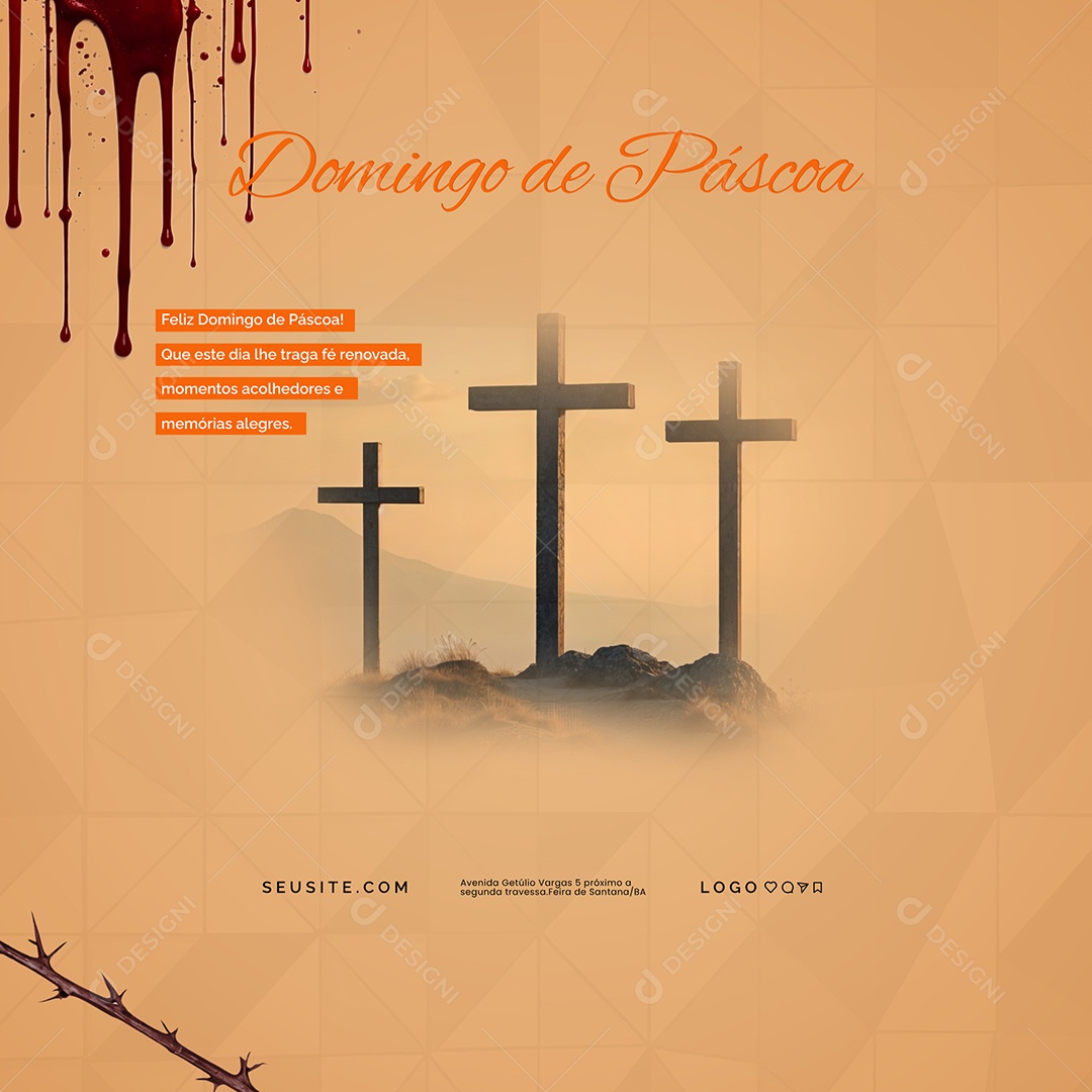 Um Feliz Domingo de Páscoa 20 de Abril Social Media PSD Editável