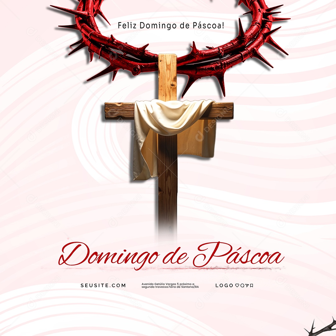 Um Feliz Domingo de Páscoa 20 de Abril Social Media PSD Editável