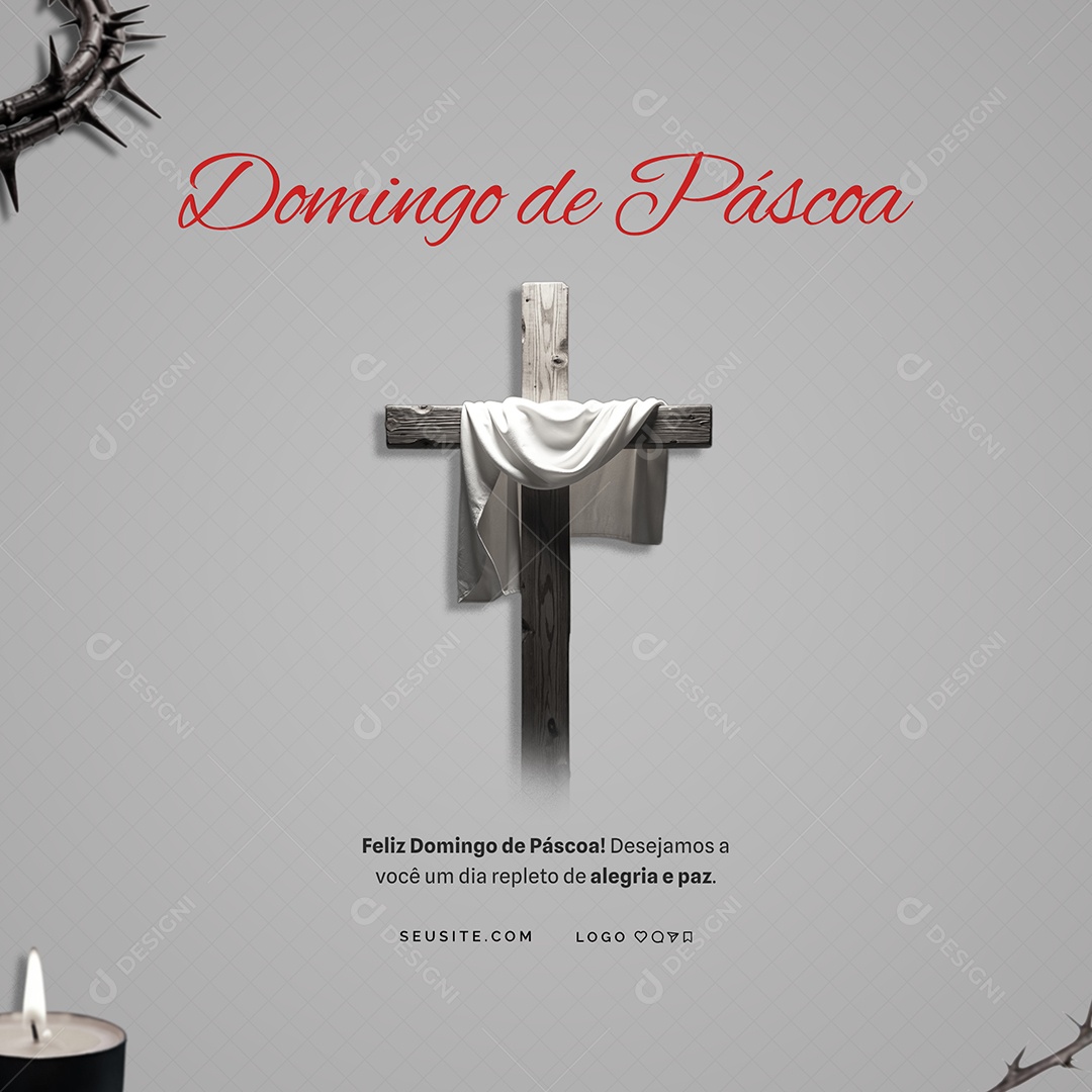 Um Feliz Domingo de Páscoa 20 de Abril Social Media PSD Editável