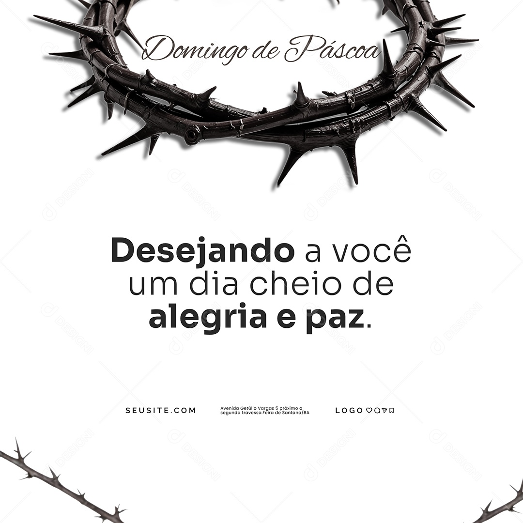 Um Feliz Domingo de Páscoa 20 de Abril Desejando A Voçê Um Dia Cheio De Alegria E Paz Social Media PSD Editável
