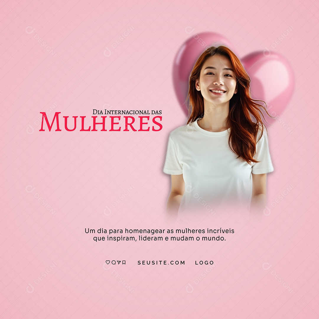Dia Internacional Das Mulheres 08 de Março Feliz Dia Lindas Social Media PSD Editável