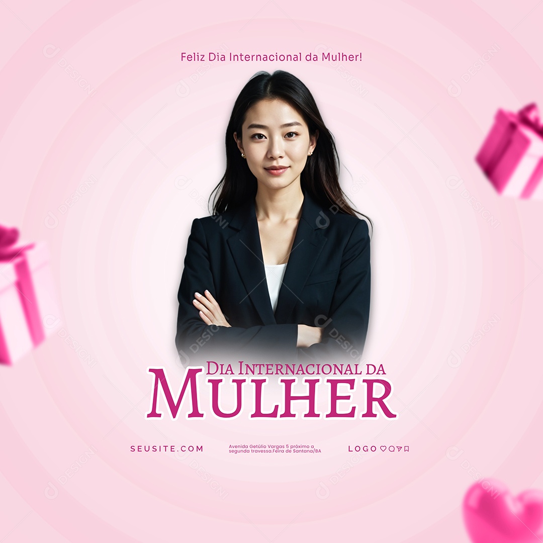 Dia Internacional Das Mulheres 08 de Março Feliz Dia Lindas Social Media PSD Editável