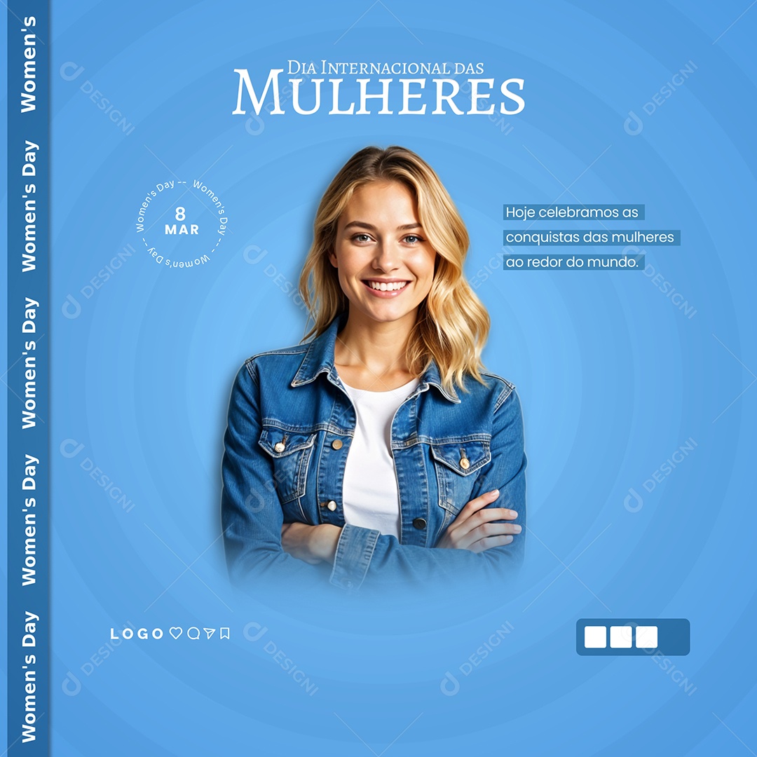 Dia Internacional Das Mulheres 08 de Março Feli Dia Lindas Social Media PSD Editável