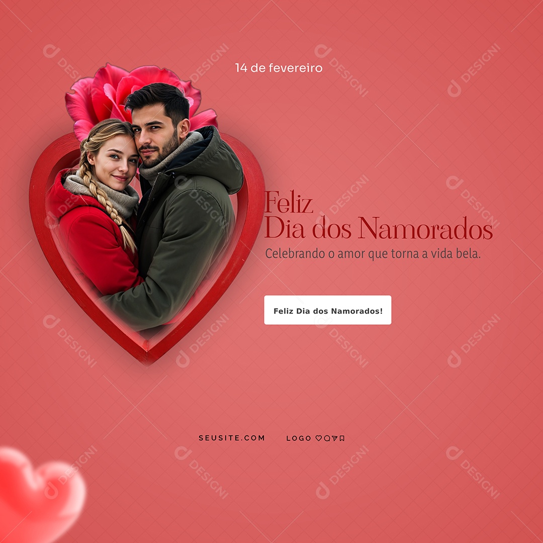 Feliz Dia dos Namorados 12 de Junho Social Media PSD Editável