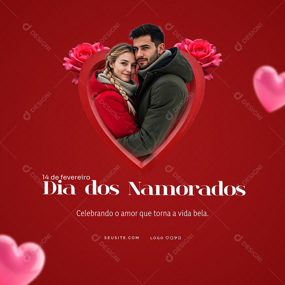 Feliz Dia dos Namorados 12 de Junho Social Media PSD Editável