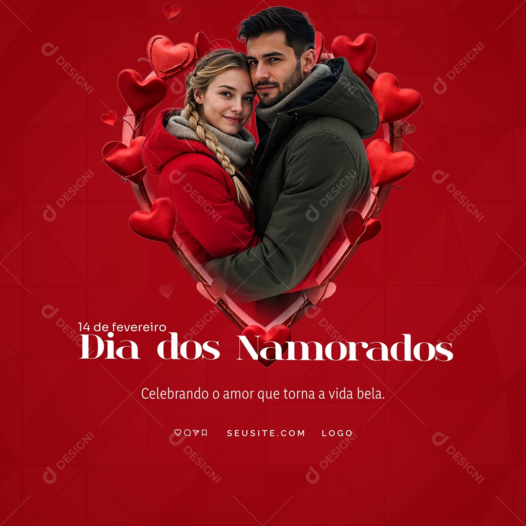 Feliz Dia dos Namorados 12 de Junho Social Media PSD Editável