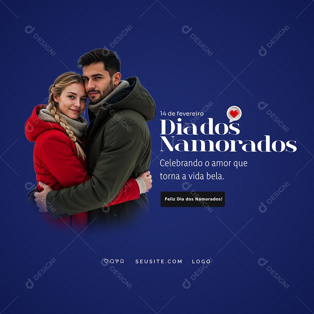 Feliz Dia dos Namorados 12 de Junho Social Media PSD Editável