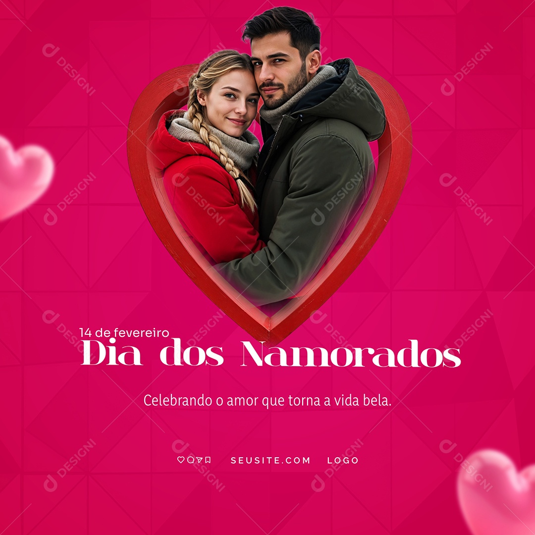 Feliz Dia dos Namorados 12 de Junho Social Media PSD Editável