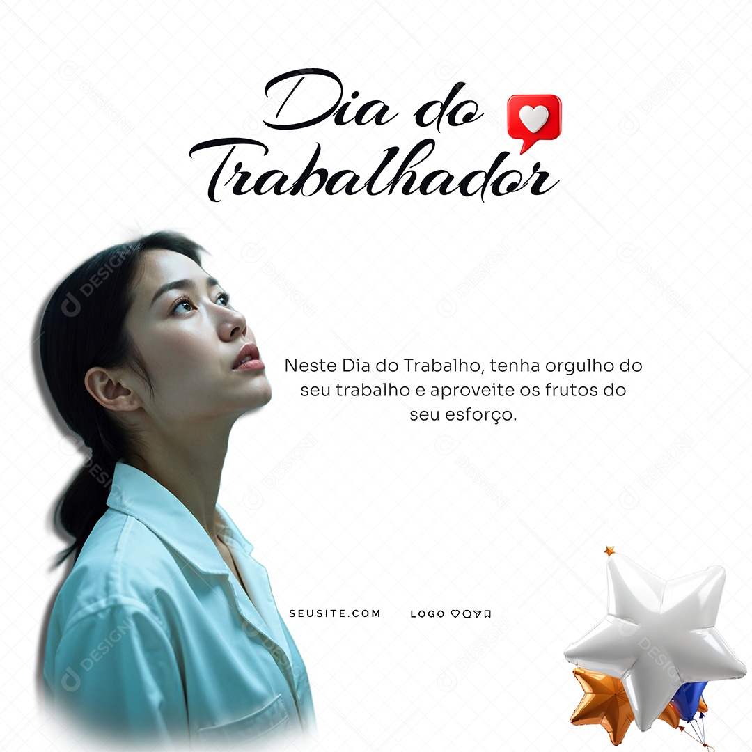 Dia Do Trabalhador 01 de Maio Parabéns Social Media PSD Editável