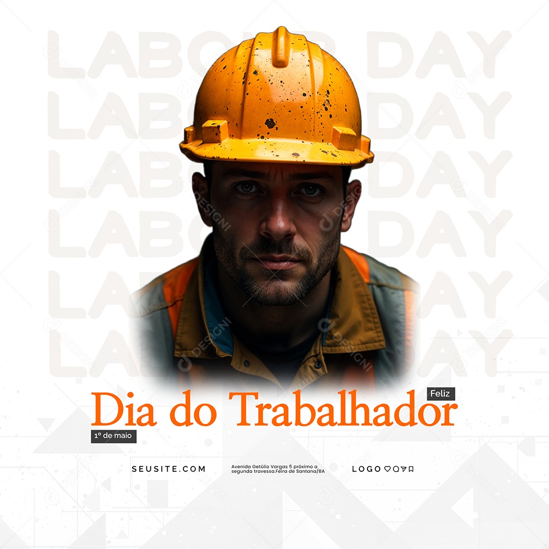 Dia Do Trabalhador 01 de Maio Parabéns Social Media PSD Editável