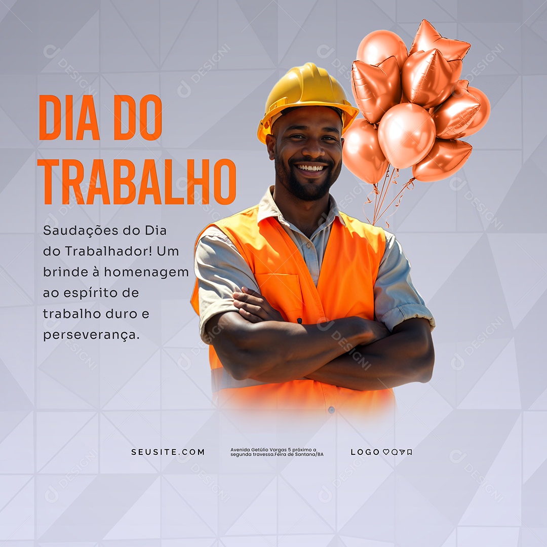 Dia Do Trabalhador 01 de Maio Parabéns Social Media PSD Editável