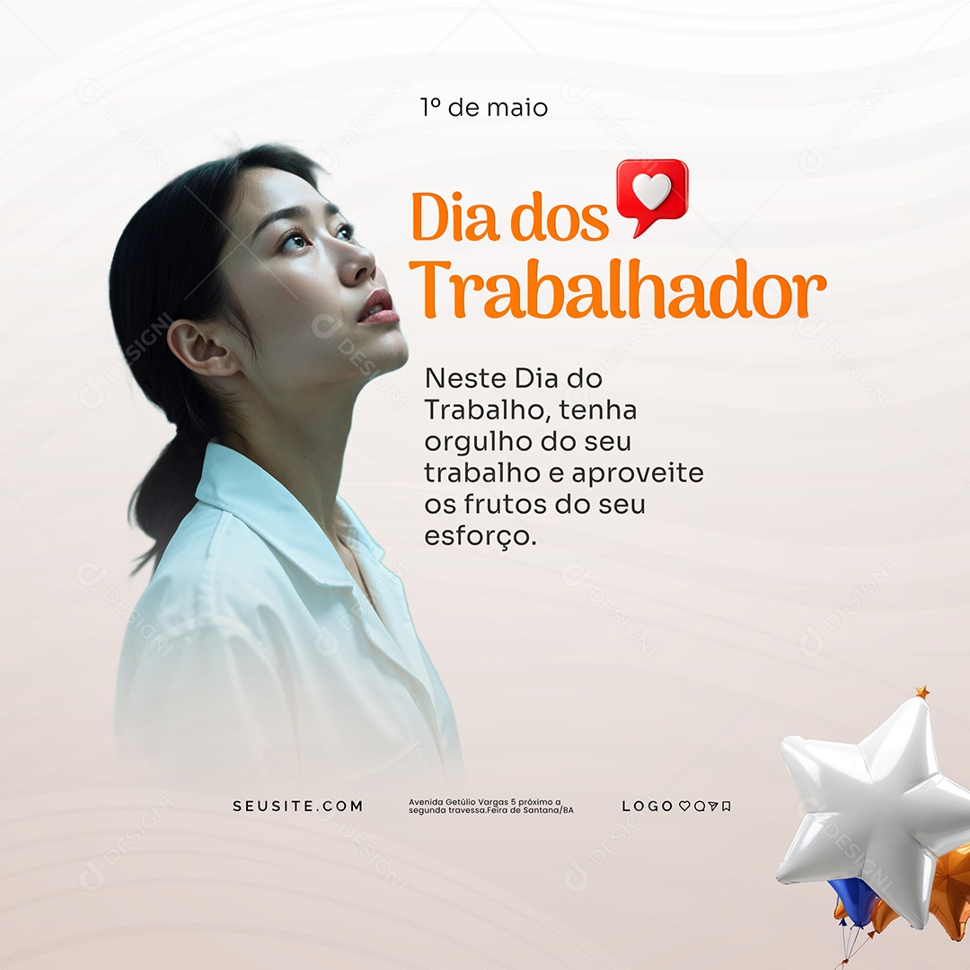 Dia Do Trabalhador 01 de Maio Parabéns Social Media PSD Editável