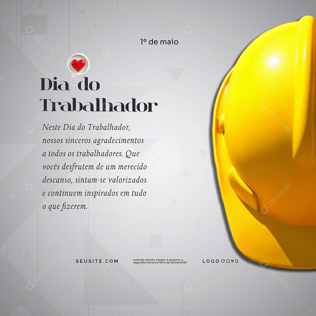 Dia Do Trabalhador 01 de Maio Parabéns Social Media PSD Editável