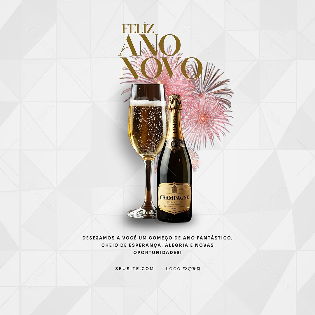 Um Feliz 2026 Ano Novo 01 de Janeiro Social Media PSD Editável