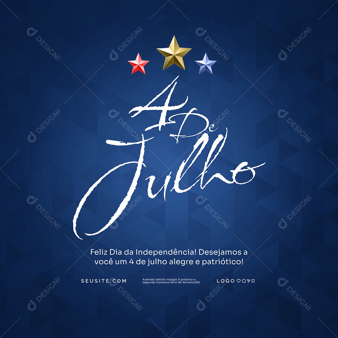 Dia da Independência dos Estados Unidos 4 de Julho Social Media PSD