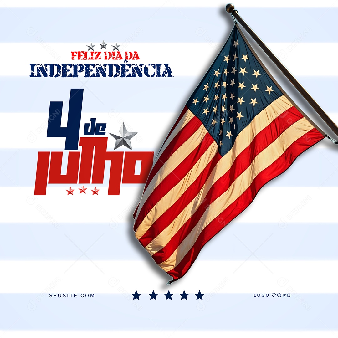 Dia da Independência dos Estados Unidos 4 de Julho Social Media PSD