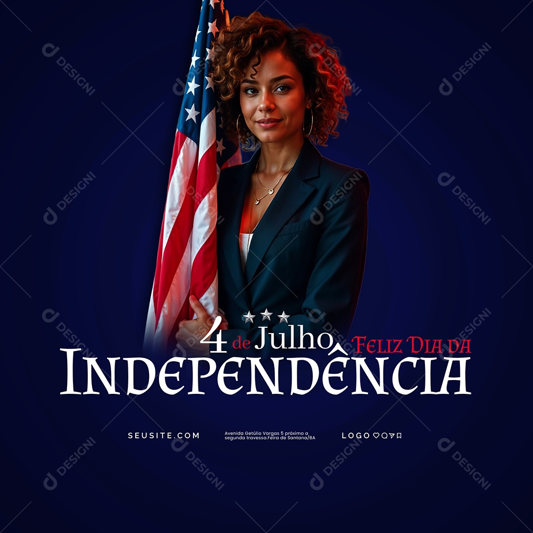 Dia da Independência dos Estados Unidos 4 de Julho Social Media PSD