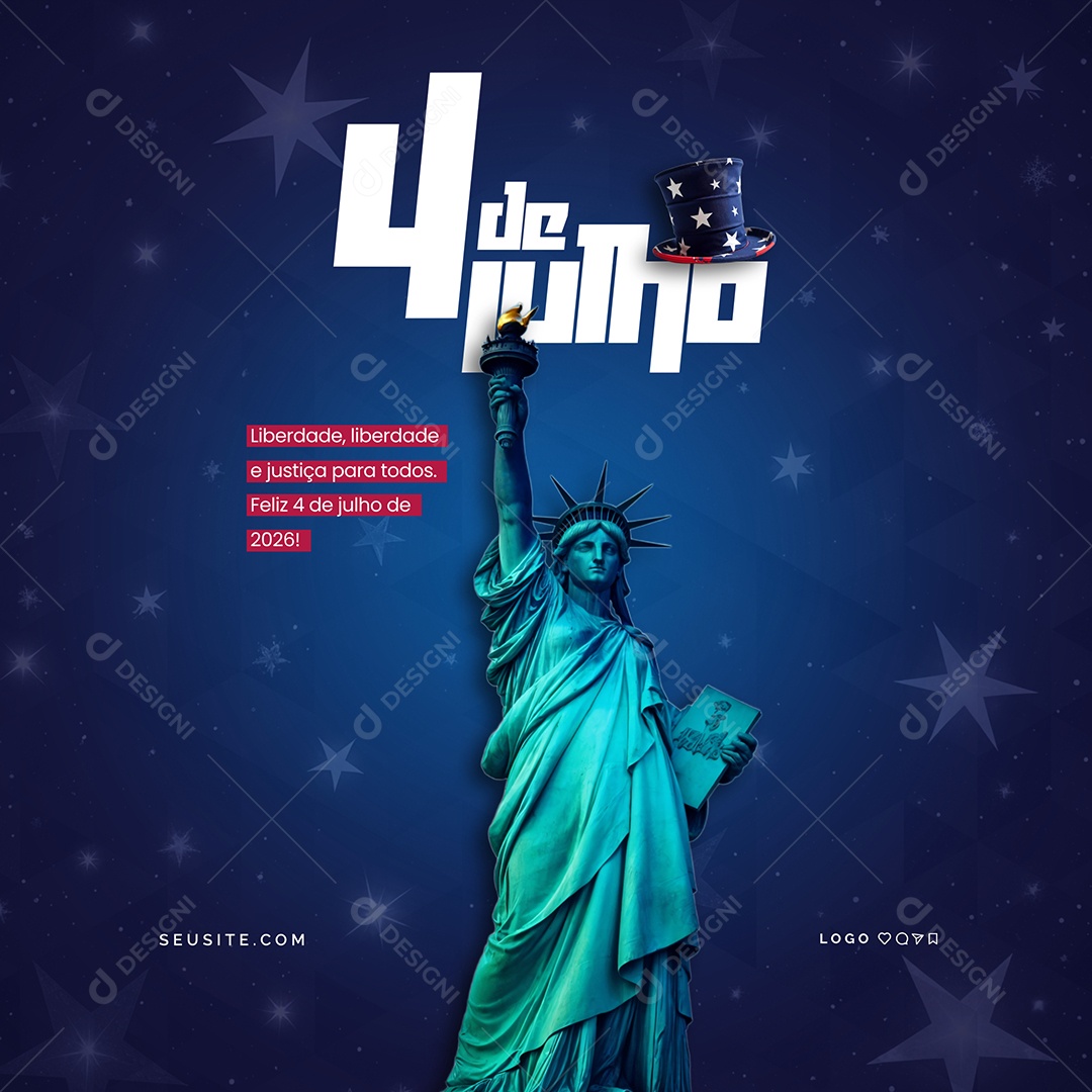 Dia da Independência dos Estados Unidos 4 de Julho Social Media PSD