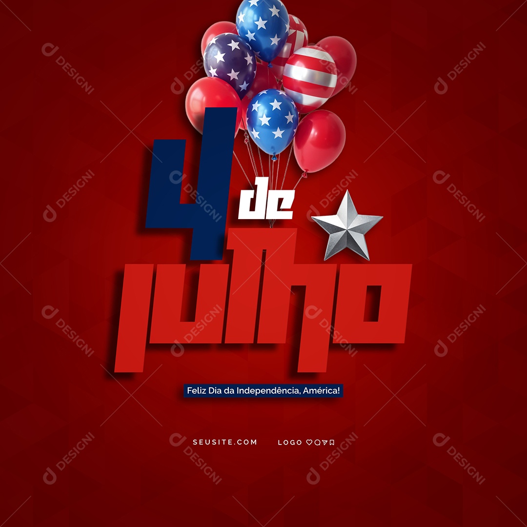 Dia da Independência dos Estados Unidos 4 de Julho Social Media PSD