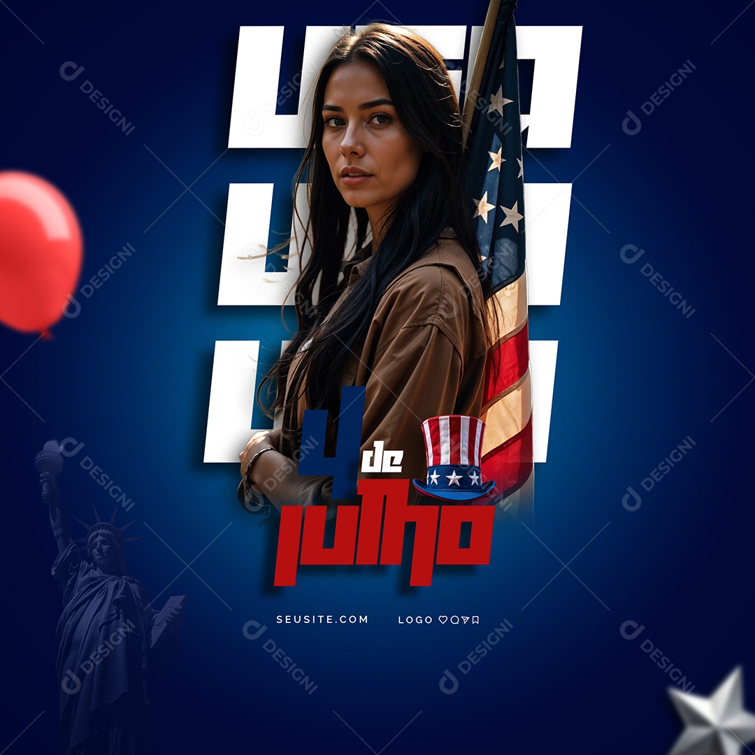 Dia da Independência dos Estados Unidos 4 de Julho Social Media PSD