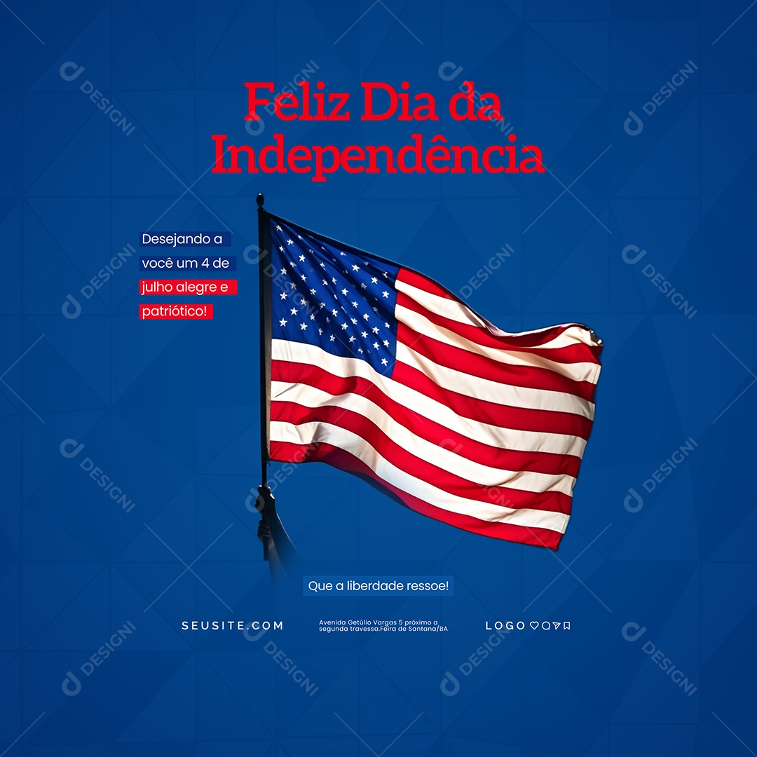 Dia da Independência dos Estados Unidos 4 de Julho Social Media PSD