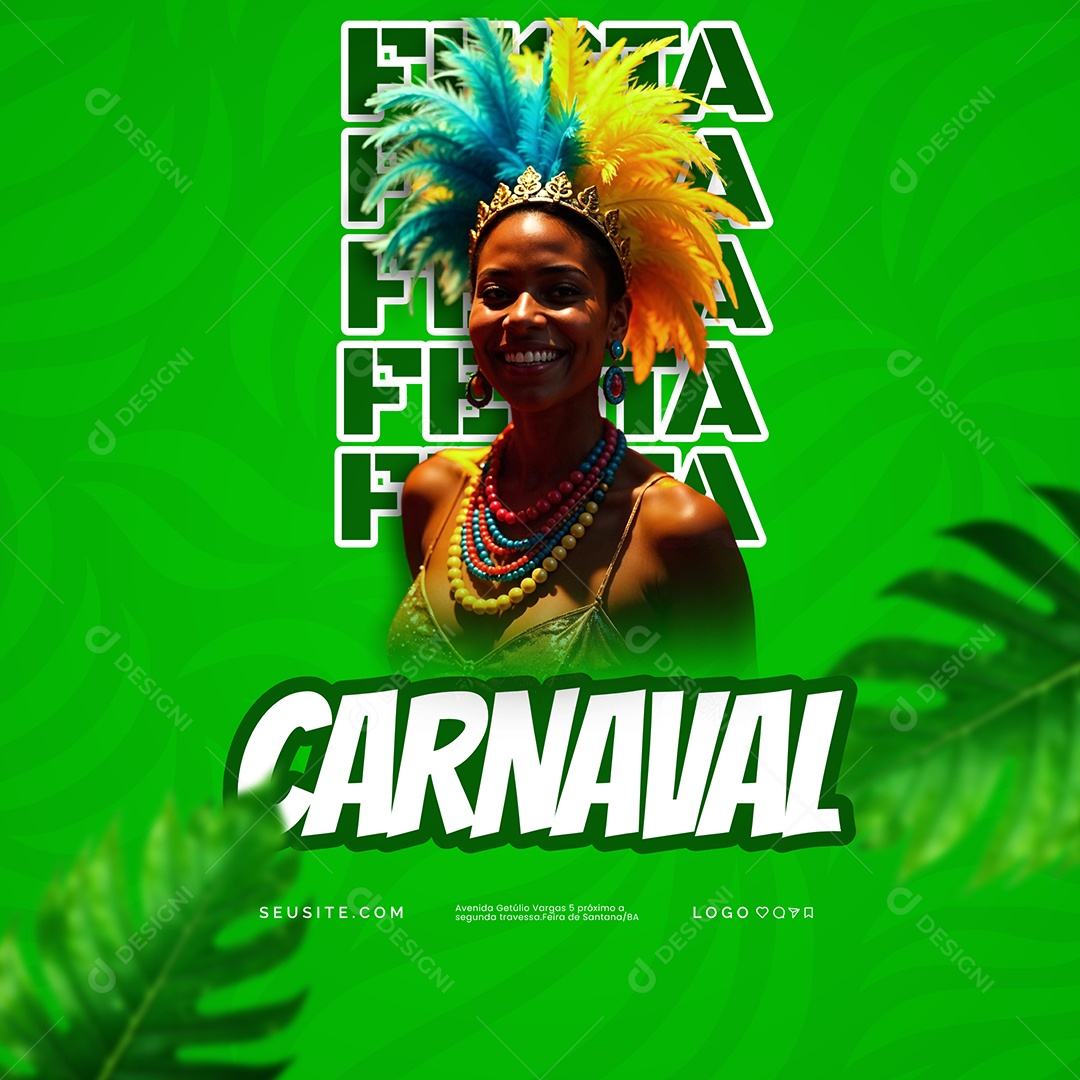 Feliz Carnaval Social Media PSD Editável