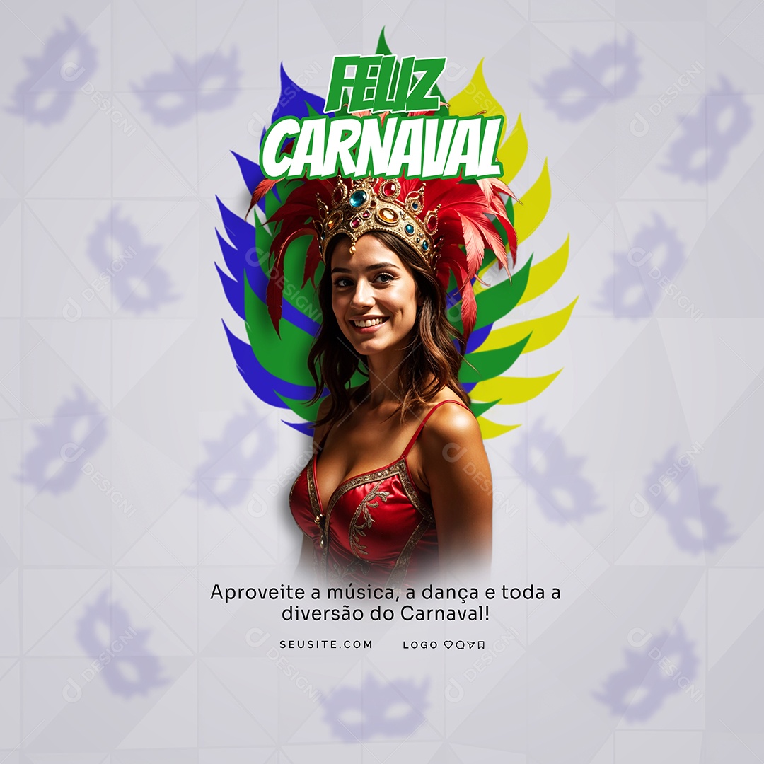 Feliz Carnaval Aproveite A Música, A Dança E Toda Diversão Social Media PSD Editável