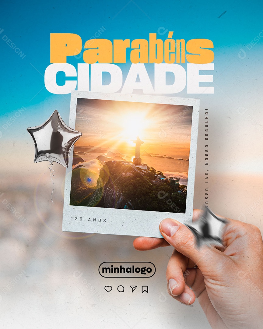 Parabéns Cidade Social Media PSD Editável