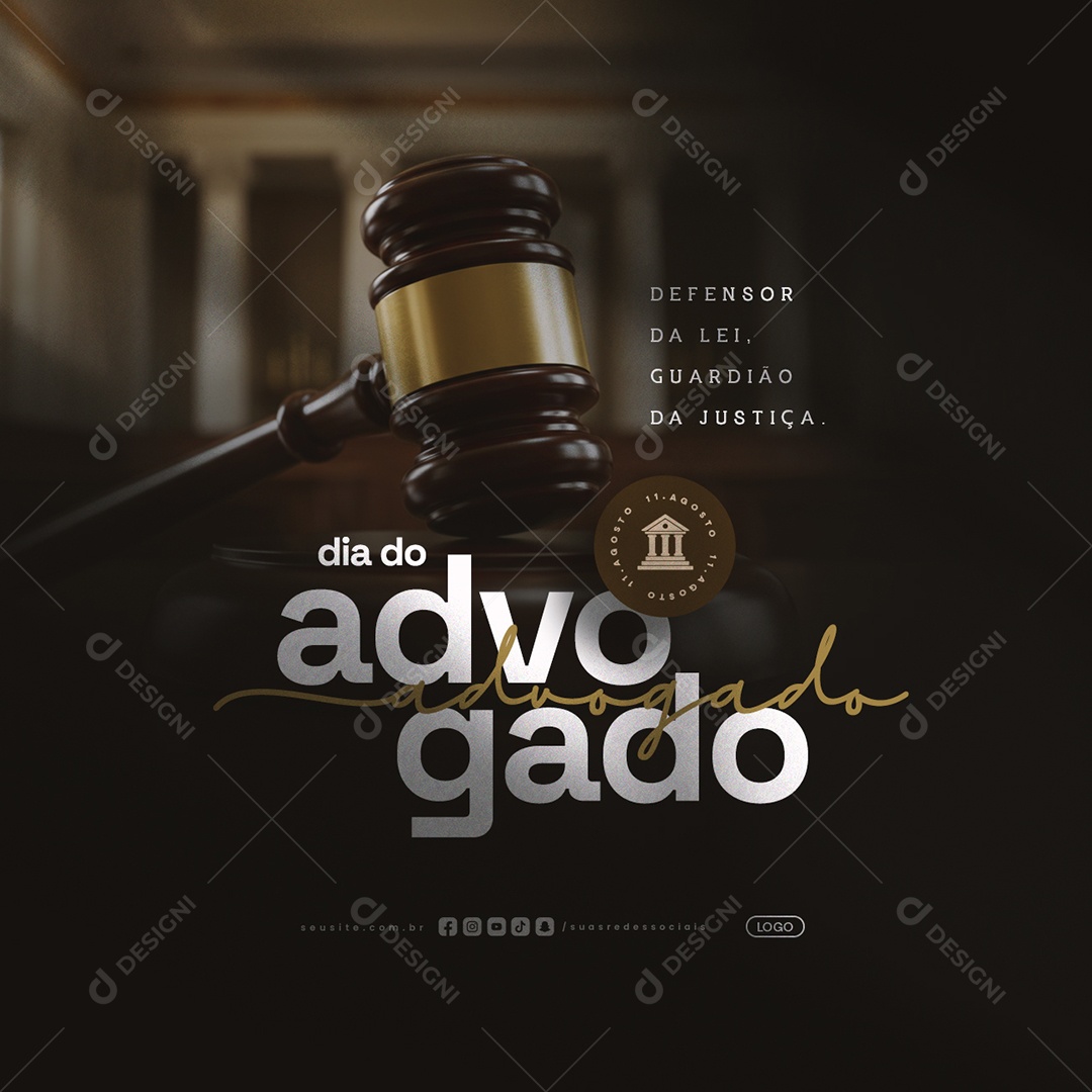 Dia do Advogado 11 de Agosto Defensor da Lei Social Media PSD Editável