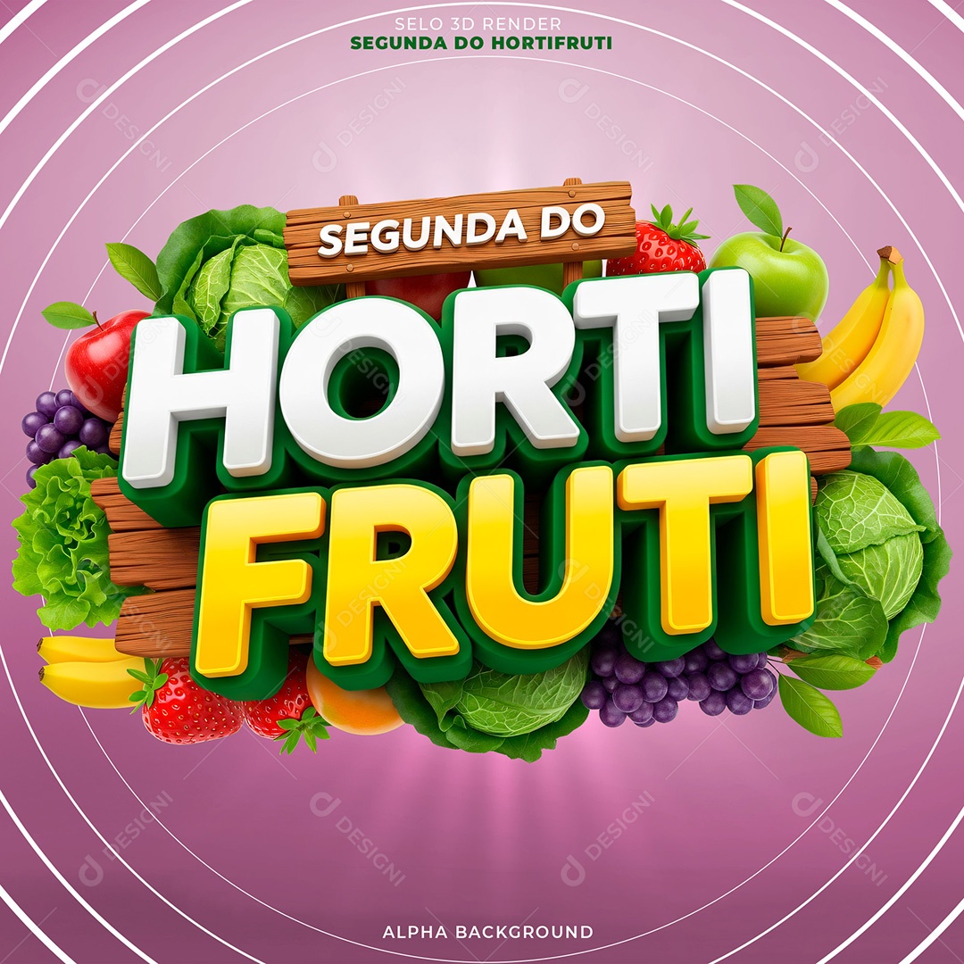 Selo 3D Segunda do Hortifruti Para Composição PSD