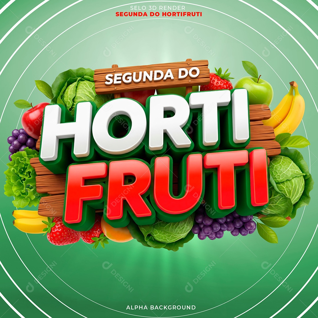 Selo 3D Segunda do Hortifruti Para Composição PSD