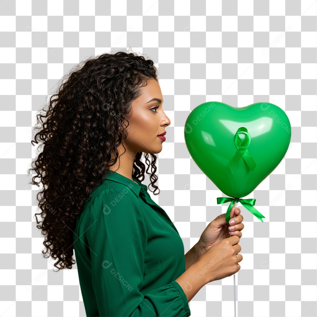 Mulher em Campanha de Conscientização Setembro Verde PNG Transparente