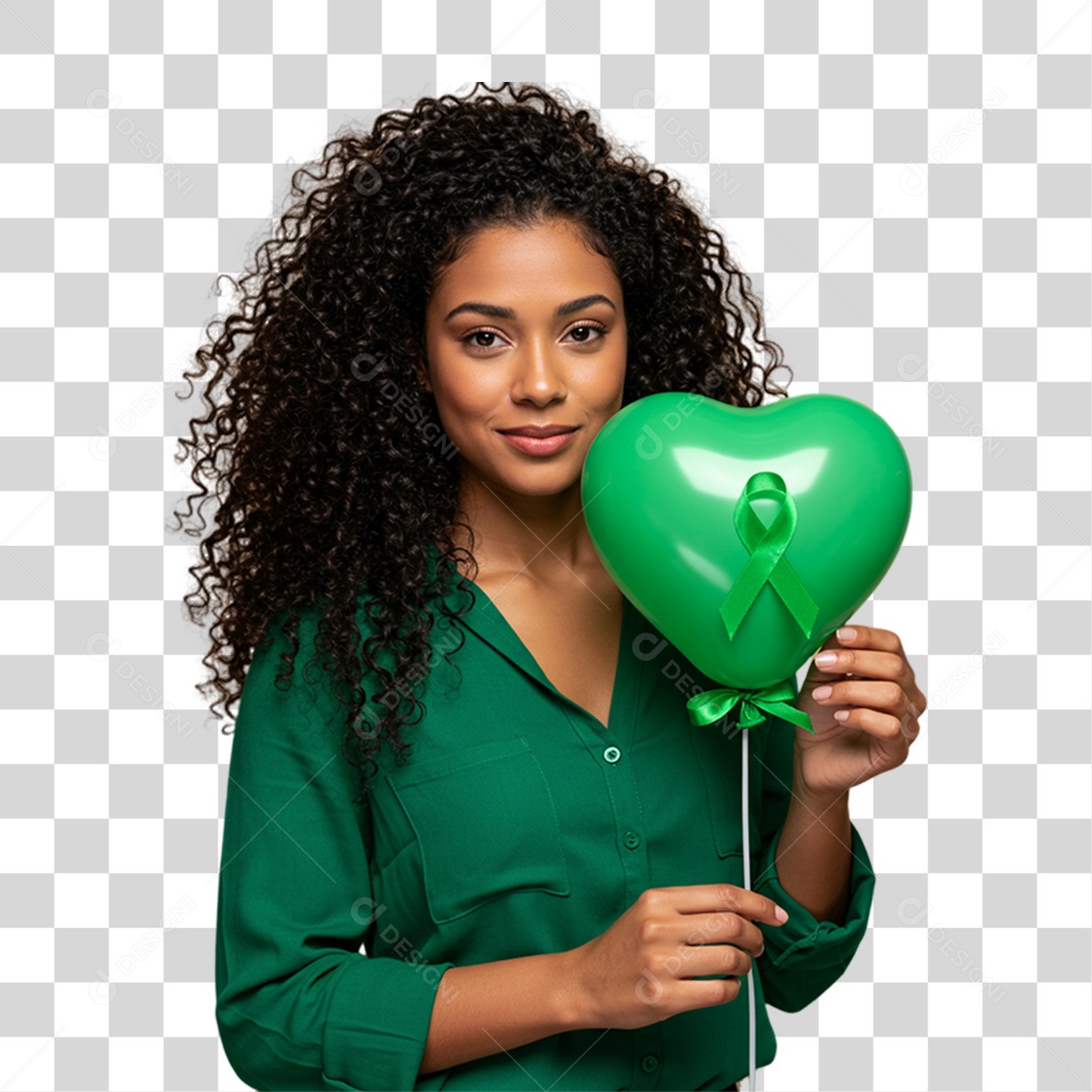 Mulher em Campanha de Conscientização Setembro Verde PNG Transparente