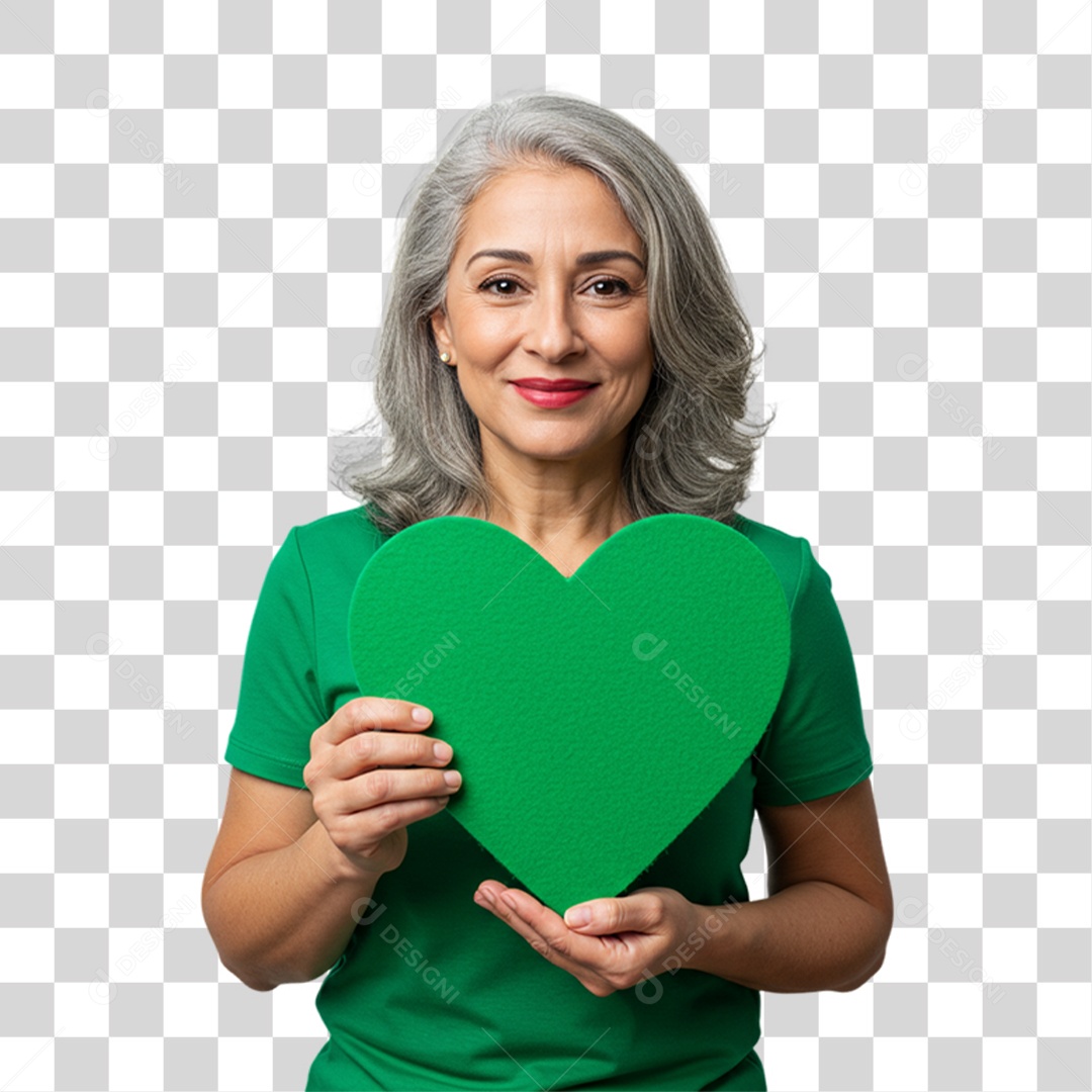 Mulher em Campanha de Conscientização Setembro Verde PNG Transparente