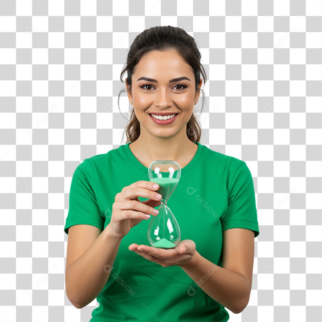 Mulher em Campanha de Conscientização Setembro Verde PNG Transparente
