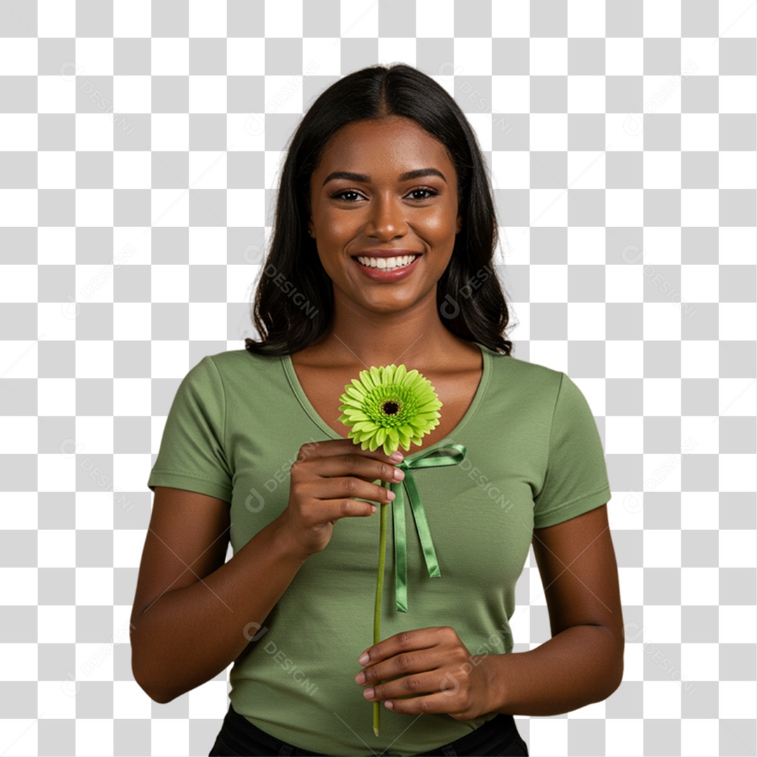 Mulher em Campanha de Conscientização Setembro Verde PNG Transparente