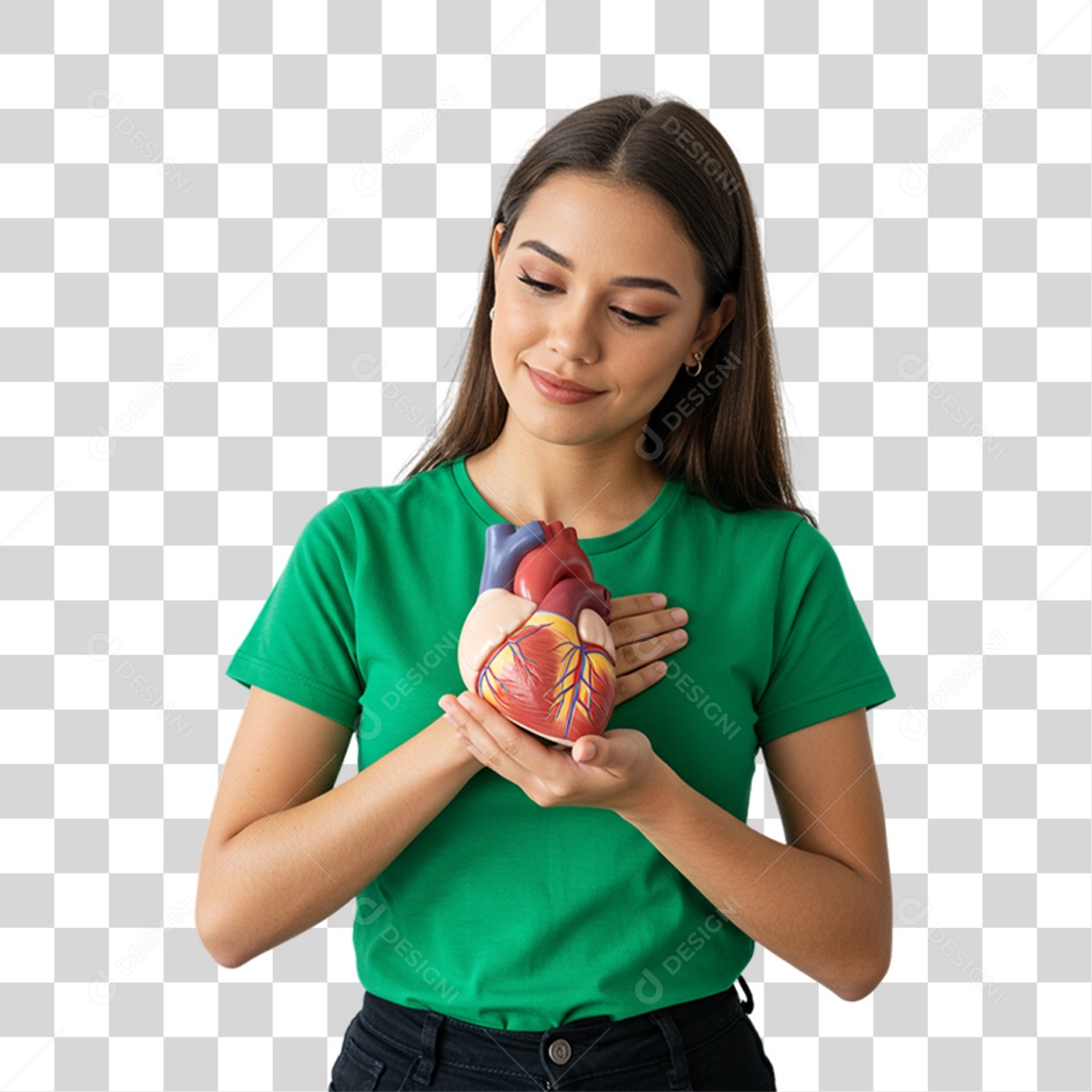 Mulher em Campanha de Conscientização Setembro Verde PNG Transparente