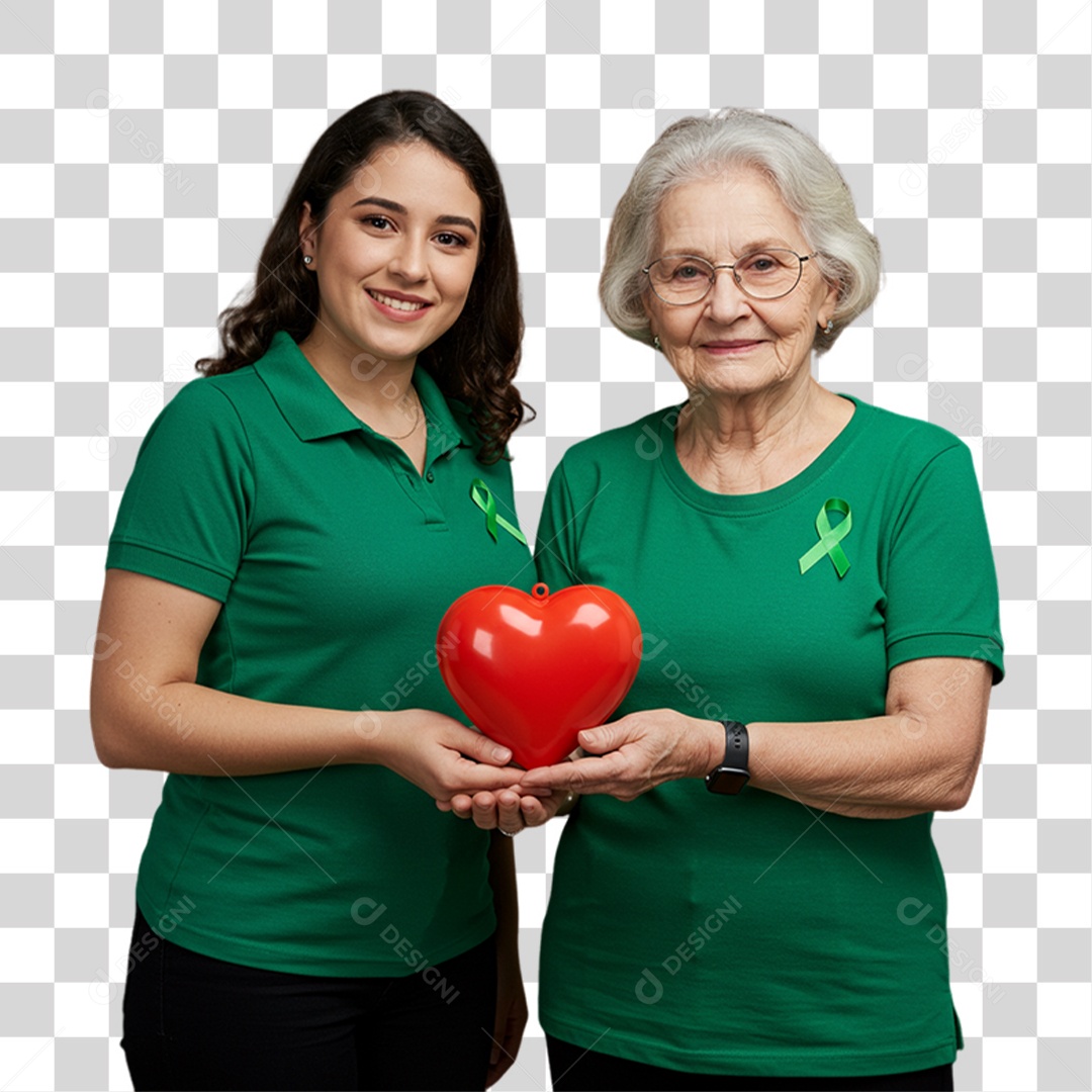 Mulheres em Campanha de Conscientização Setembro Verde PNG Transparente
