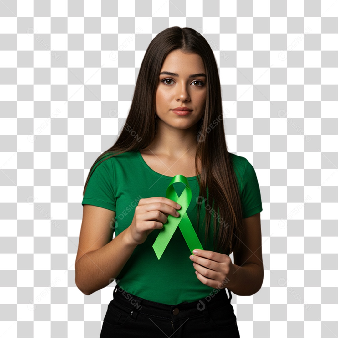 Mulher em Campanha de Conscientização Setembro Verde PNG Transparente