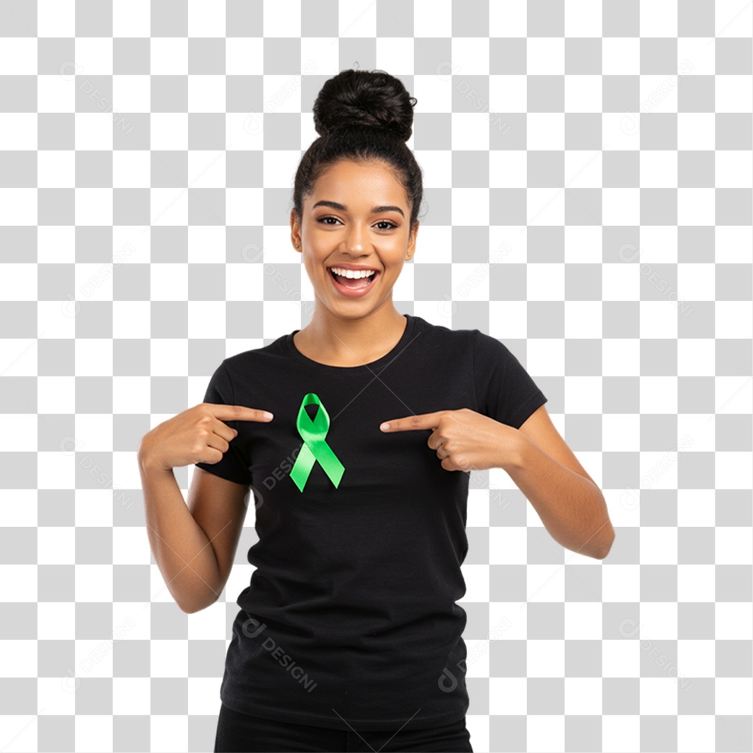 Mulher em Campanha de Conscientização Setembro Verde PNG Transparente